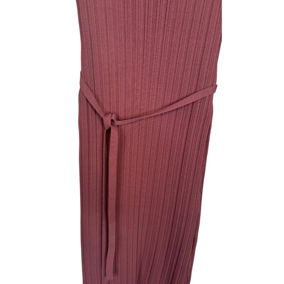 2/$30 NWT WAYF XL Ribbed Knit Midi Bodycon Dress Tie Waist Deep Mauve - Picture 7 of 15